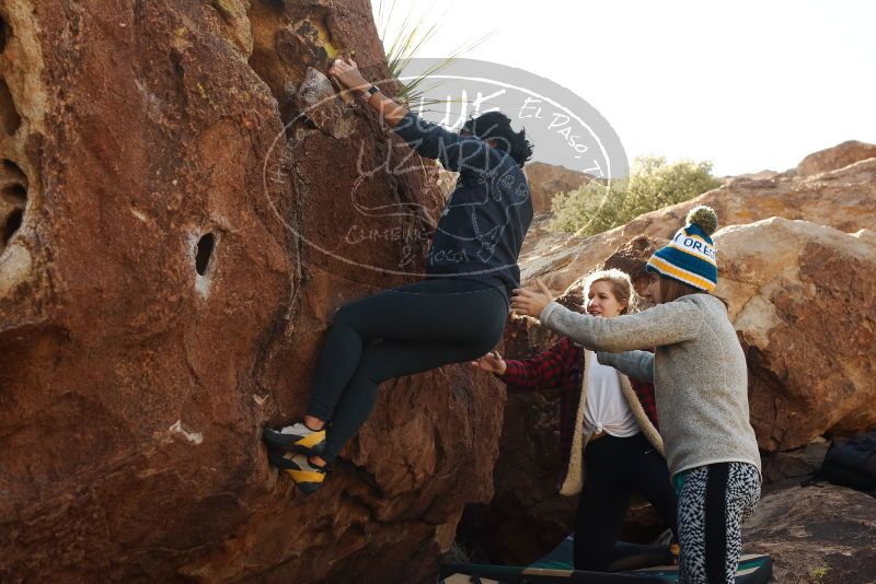 Bouldering in Hueco Tanks on 11/29/2019 with Blue Lizard Climbing and Yoga

Filename: SRM_20191129_1440310.jpg
Aperture: f/5.6
Shutter Speed: 1/250
Body: Canon EOS-1D Mark II
Lens: Canon EF 50mm f/1.8 II