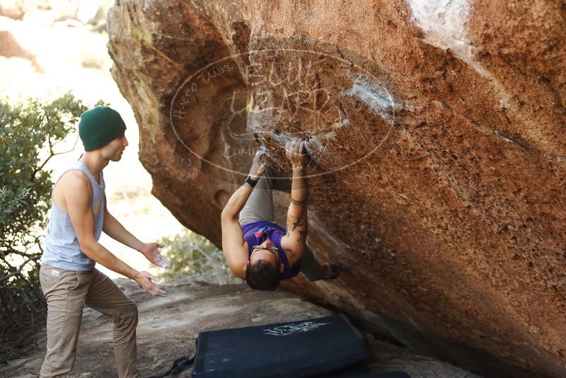 Bouldering in Hueco Tanks on 11/29/2019 with Blue Lizard Climbing and Yoga

Filename: SRM_20191129_1446030.jpg
Aperture: f/3.2
Shutter Speed: 1/250
Body: Canon EOS-1D Mark II
Lens: Canon EF 50mm f/1.8 II