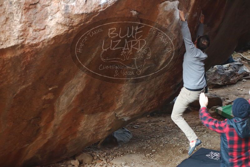 Bouldering in Hueco Tanks on 11/30/2019 with Blue Lizard Climbing and Yoga
Filename: SRM_20191130_1101030.jpg
Aperture: f/3.5
Shutter Speed: 1/250
Body: Canon EOS-1D Mark II
Lens: Canon EF 50mm f/1.8 II