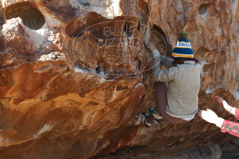 Bouldering in Hueco Tanks on 11/30/2019 with Blue Lizard Climbing and Yoga
Filename: SRM_20191130_1458320.jpg
Aperture: f/5.6
Shutter Speed: 1/250
Body: Canon EOS-1D Mark II
Lens: Canon EF 50mm f/1.8 II