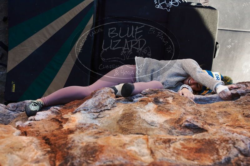 Bouldering in Hueco Tanks on 11/30/2019 with Blue Lizard Climbing and Yoga
Filename: SRM_20191130_1543240.jpg
Aperture: f/5.6
Shutter Speed: 1/250
Body: Canon EOS-1D Mark II
Lens: Canon EF 16-35mm f/2.8 L