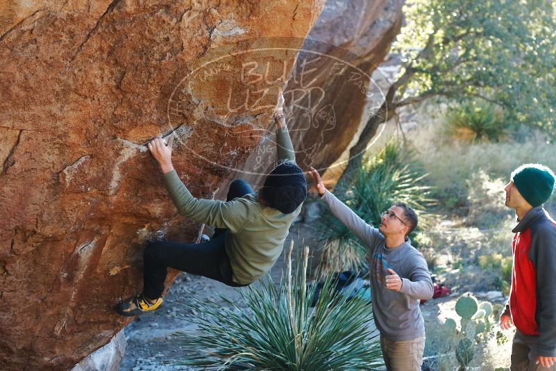 Bouldering in Hueco Tanks on 11/30/2019 with Blue Lizard Climbing and Yoga
Filename: SRM_20191130_1634280.jpg
Aperture: f/3.5
Shutter Speed: 1/250
Body: Canon EOS-1D Mark II
Lens: Canon EF 50mm f/1.8 II