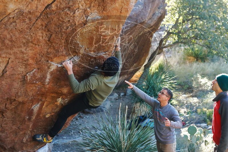 Bouldering in Hueco Tanks on 11/30/2019 with Blue Lizard Climbing and Yoga

Filename: SRM_20191130_1634310.jpg
Aperture: f/3.5
Shutter Speed: 1/250
Body: Canon EOS-1D Mark II
Lens: Canon EF 50mm f/1.8 II