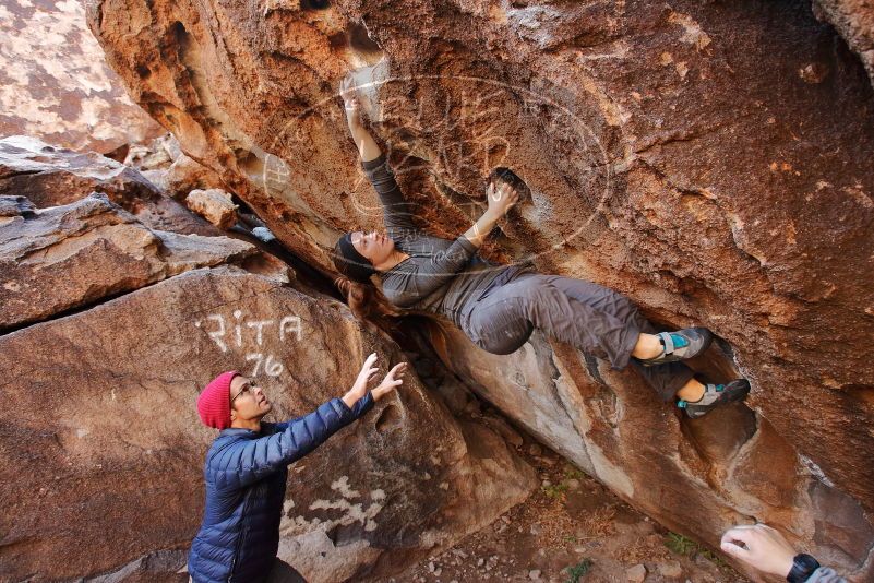 Bouldering in Hueco Tanks on 12/06/2019 with Blue Lizard Climbing and Yoga
Filename: SRM_20191206_1043380.jpg
Aperture: f/4.5
Shutter Speed: 1/250
Body: Canon EOS-1D Mark II
Lens: Canon EF 16-35mm f/2.8 L
