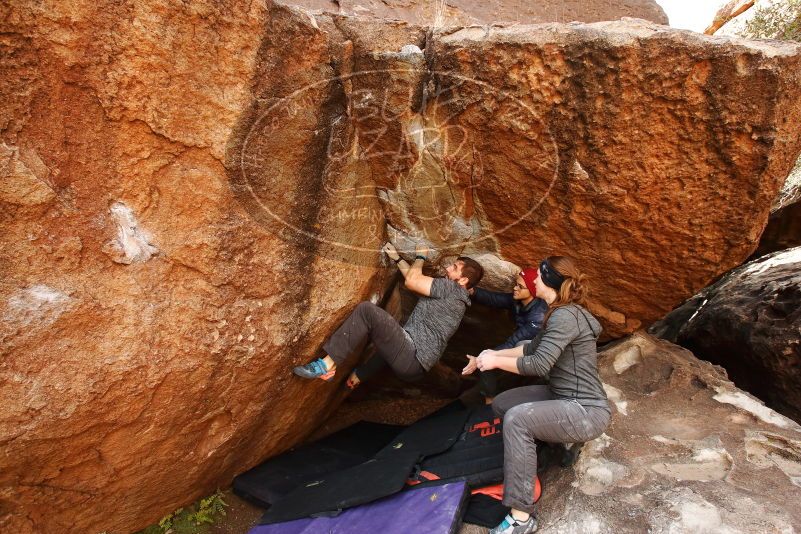 Bouldering in Hueco Tanks on 12/06/2019 with Blue Lizard Climbing and Yoga
Filename: SRM_20191206_1204100.jpg
Aperture: f/5.6
Shutter Speed: 1/250
Body: Canon EOS-1D Mark II
Lens: Canon EF 16-35mm f/2.8 L