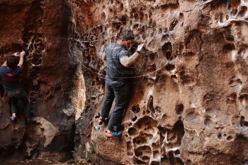 Bouldering in Hueco Tanks on 12/06/2019 with Blue Lizard Climbing and Yoga
Filename: SRM_20191206_1523140.jpg
Aperture: f/2.8
Shutter Speed: 1/250
Body: Canon EOS-1D Mark II
Lens: Canon EF 50mm f/1.8 II