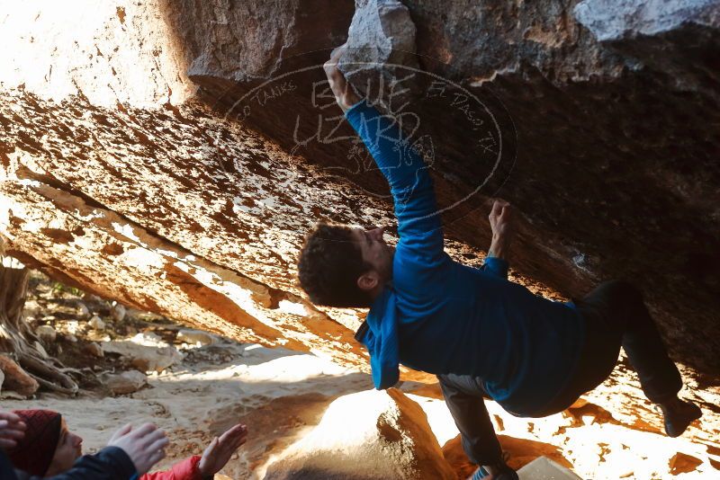Bouldering in Hueco Tanks on 12/13/2019 with Blue Lizard Climbing and Yoga
Filename: SRM_20191213_1122440.jpg
Aperture: f/4.0
Shutter Speed: 1/250
Body: Canon EOS-1D Mark II
Lens: Canon EF 50mm f/1.8 II