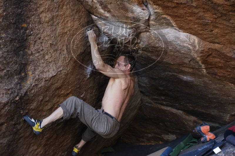 Bouldering in Hueco Tanks on 12/14/2019 with Blue Lizard Climbing and Yoga
Filename: SRM_20191214_1638010.jpg
Aperture: f/5.0
Shutter Speed: 1/250
Body: Canon EOS-1D Mark II
Lens: Canon EF 50mm f/1.8 II
