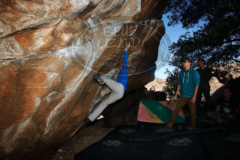 Bouldering in Hueco Tanks on 12/15/2019 with Blue Lizard Climbing and Yoga
Filename: SRM_20191215_1056540.jpg
Aperture: f/8.0
Shutter Speed: 1/250
Body: Canon EOS-1D Mark II
Lens: Canon EF 16-35mm f/2.8 L