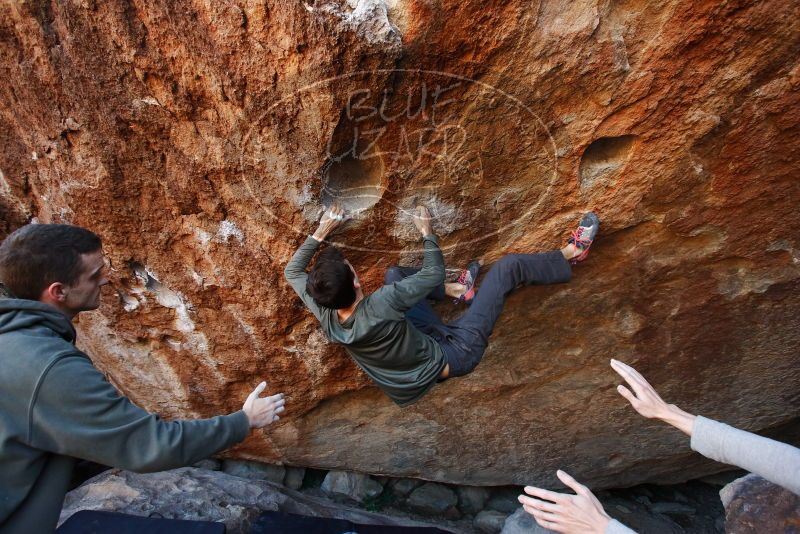 Bouldering in Hueco Tanks on 12/15/2019 with Blue Lizard Climbing and Yoga
Filename: SRM_20191215_1152010.jpg
Aperture: f/4.5
Shutter Speed: 1/250
Body: Canon EOS-1D Mark II
Lens: Canon EF 16-35mm f/2.8 L