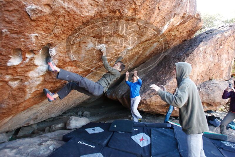 Bouldering in Hueco Tanks on 12/15/2019 with Blue Lizard Climbing and Yoga
Filename: SRM_20191215_1214450.jpg
Aperture: f/4.5
Shutter Speed: 1/250
Body: Canon EOS-1D Mark II
Lens: Canon EF 16-35mm f/2.8 L