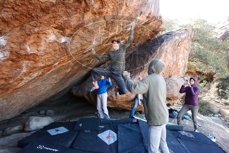 Bouldering in Hueco Tanks on 12/15/2019 with Blue Lizard Climbing and Yoga
Filename: SRM_20191215_1214551.jpg
Aperture: f/4.5
Shutter Speed: 1/250
Body: Canon EOS-1D Mark II
Lens: Canon EF 16-35mm f/2.8 L