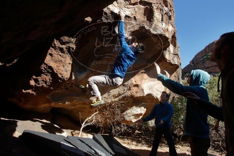 Bouldering in Hueco Tanks on 12/15/2019 with Blue Lizard Climbing and Yoga
Filename: SRM_20191215_1433530.jpg
Aperture: f/5.6
Shutter Speed: 1/400
Body: Canon EOS-1D Mark II
Lens: Canon EF 16-35mm f/2.8 L