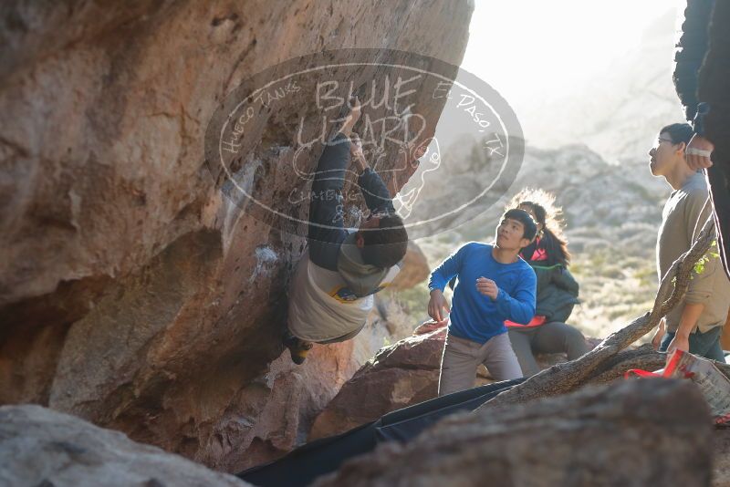 Bouldering in Hueco Tanks on 12/15/2019 with Blue Lizard Climbing and Yoga
Filename: SRM_20191215_1654510.jpg
Aperture: f/2.8
Shutter Speed: 1/250
Body: Canon EOS-1D Mark II
Lens: Canon EF 50mm f/1.8 II