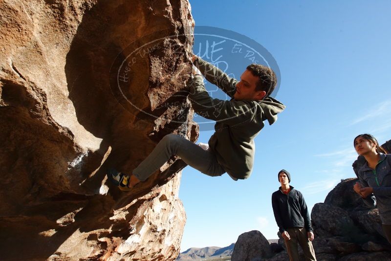 Bouldering in Hueco Tanks on 12/16/2019 with Blue Lizard Climbing and Yoga
Filename: SRM_20191216_1013190.jpg
Aperture: f/8.0
Shutter Speed: 1/250
Body: Canon EOS-1D Mark II
Lens: Canon EF 16-35mm f/2.8 L
