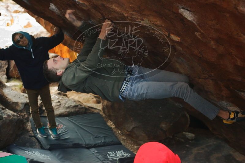 Bouldering in Hueco Tanks on 12/16/2019 with Blue Lizard Climbing and Yoga

Filename: SRM_20191216_1137080.jpg
Aperture: f/3.5
Shutter Speed: 1/200
Body: Canon EOS-1D Mark II
Lens: Canon EF 50mm f/1.8 II