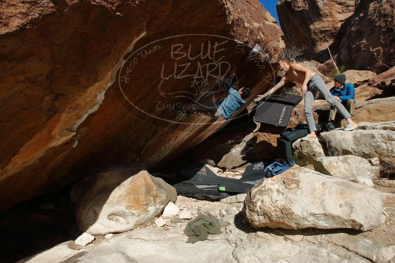 Bouldering in Hueco Tanks on 12/16/2019 with Blue Lizard Climbing and Yoga
Filename: SRM_20191216_1404590.jpg
Aperture: f/9.0
Shutter Speed: 1/250
Body: Canon EOS-1D Mark II
Lens: Canon EF 16-35mm f/2.8 L