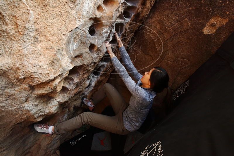 Bouldering in Hueco Tanks on 12/16/2019 with Blue Lizard Climbing and Yoga
Filename: SRM_20191216_1526070.jpg
Aperture: f/6.3
Shutter Speed: 1/250
Body: Canon EOS-1D Mark II
Lens: Canon EF 16-35mm f/2.8 L