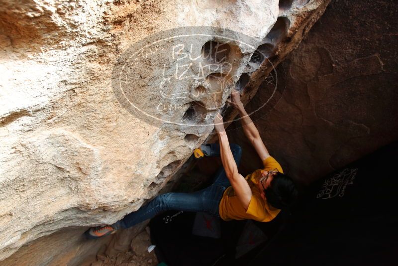 Bouldering in Hueco Tanks on 12/16/2019 with Blue Lizard Climbing and Yoga
Filename: SRM_20191216_1530330.jpg
Aperture: f/6.3
Shutter Speed: 1/250
Body: Canon EOS-1D Mark II
Lens: Canon EF 16-35mm f/2.8 L