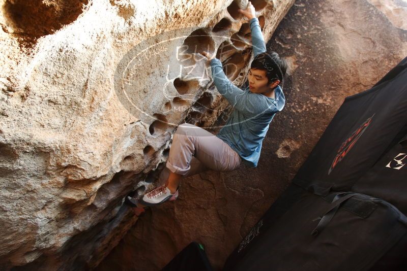 Bouldering in Hueco Tanks on 12/16/2019 with Blue Lizard Climbing and Yoga

Filename: SRM_20191216_1533180.jpg
Aperture: f/5.0
Shutter Speed: 1/250
Body: Canon EOS-1D Mark II
Lens: Canon EF 16-35mm f/2.8 L