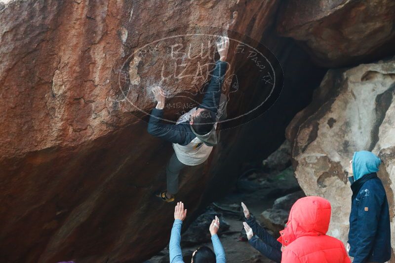 Bouldering in Hueco Tanks on 12/16/2019 with Blue Lizard Climbing and Yoga
Filename: SRM_20191216_1756590.jpg
Aperture: f/2.8
Shutter Speed: 1/250
Body: Canon EOS-1D Mark II
Lens: Canon EF 50mm f/1.8 II