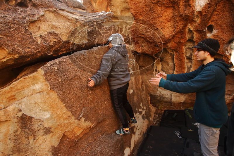 Bouldering in Hueco Tanks on 12/19/2019 with Blue Lizard Climbing and Yoga

Filename: SRM_20191219_1225160.jpg
Aperture: f/6.3
Shutter Speed: 1/250
Body: Canon EOS-1D Mark II
Lens: Canon EF 16-35mm f/2.8 L