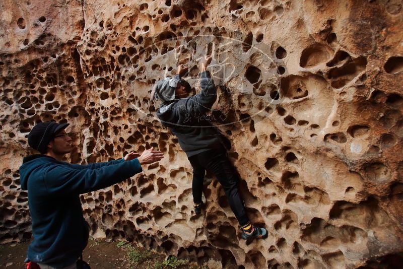 Bouldering in Hueco Tanks on 12/19/2019 with Blue Lizard Climbing and Yoga
Filename: SRM_20191219_1639340.jpg
Aperture: f/4.0
Shutter Speed: 1/100
Body: Canon EOS-1D Mark II
Lens: Canon EF 16-35mm f/2.8 L