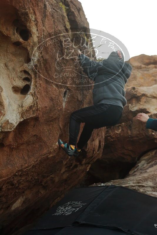 Bouldering in Hueco Tanks on 12/19/2019 with Blue Lizard Climbing and Yoga

Filename: SRM_20191219_1752580.jpg
Aperture: f/4.5
Shutter Speed: 1/250
Body: Canon EOS-1D Mark II
Lens: Canon EF 50mm f/1.8 II