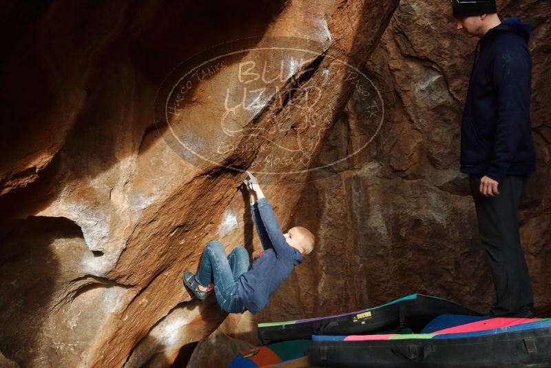 Bouldering in Hueco Tanks on 12/23/2019 with Blue Lizard Climbing and Yoga
Filename: SRM_20191223_1602210.jpg
Aperture: f/9.0
Shutter Speed: 1/250
Body: Canon EOS-1D Mark II
Lens: Canon EF 16-35mm f/2.8 L