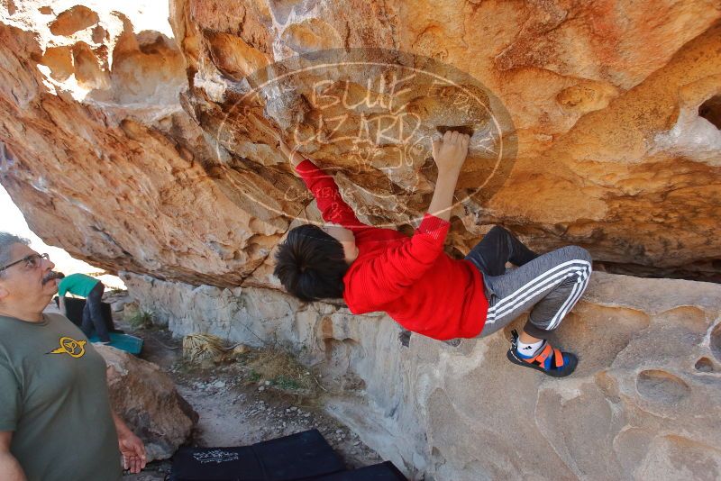 Bouldering in Hueco Tanks on 12/26/2019 with Blue Lizard Climbing and Yoga
Filename: SRM_20191226_1142470.jpg
Aperture: f/5.6
Shutter Speed: 1/320
Body: Canon EOS-1D Mark II
Lens: Canon EF 16-35mm f/2.8 L