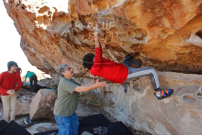 Bouldering in Hueco Tanks on 12/26/2019 with Blue Lizard Climbing and Yoga
Filename: SRM_20191226_1142590.jpg
Aperture: f/5.6
Shutter Speed: 1/320
Body: Canon EOS-1D Mark II
Lens: Canon EF 16-35mm f/2.8 L