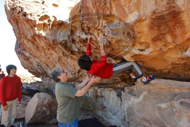 Bouldering in Hueco Tanks on 12/26/2019 with Blue Lizard Climbing and Yoga
Filename: SRM_20191226_1143110.jpg
Aperture: f/6.3
Shutter Speed: 1/320
Body: Canon EOS-1D Mark II
Lens: Canon EF 16-35mm f/2.8 L