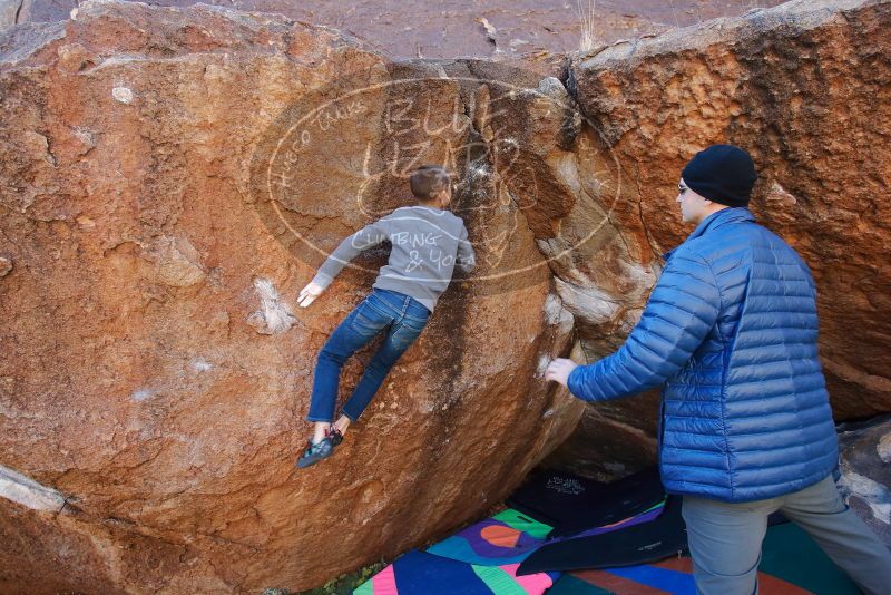Bouldering in Hueco Tanks on 12/27/2019 with Blue Lizard Climbing and Yoga
Filename: SRM_20191227_1108590.jpg
Aperture: f/4.5
Shutter Speed: 1/250
Body: Canon EOS-1D Mark II
Lens: Canon EF 16-35mm f/2.8 L