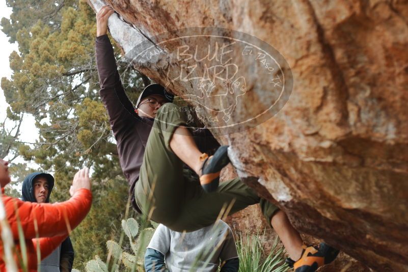Bouldering in Hueco Tanks on 12/28/2019 with Blue Lizard Climbing and Yoga
Filename: SRM_20191228_1443090.jpg
Aperture: f/2.8
Shutter Speed: 1/250
Body: Canon EOS-1D Mark II
Lens: Canon EF 50mm f/1.8 II