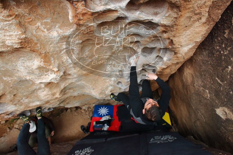 Bouldering in Hueco Tanks on 12/28/2019 with Blue Lizard Climbing and Yoga
Filename: SRM_20191228_1618050.jpg
Aperture: f/5.6
Shutter Speed: 1/250
Body: Canon EOS-1D Mark II
Lens: Canon EF 16-35mm f/2.8 L