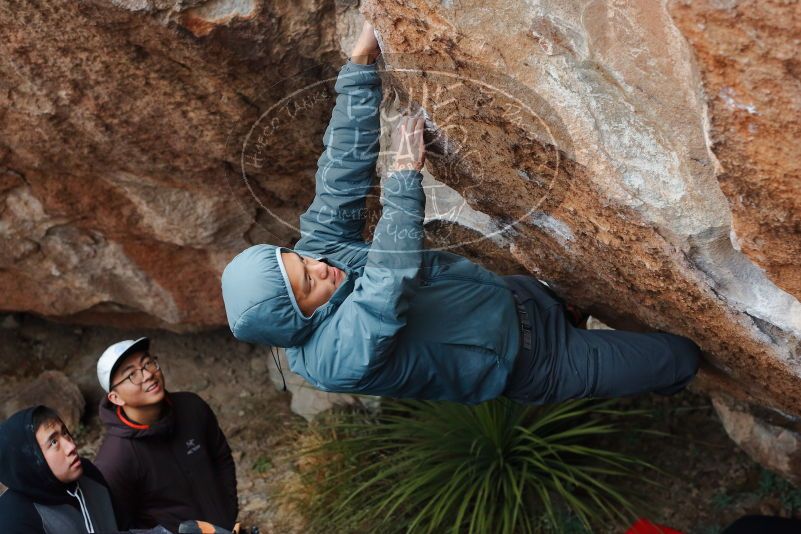 Bouldering in Hueco Tanks on 12/28/2019 with Blue Lizard Climbing and Yoga

Filename: SRM_20191228_1656410.jpg
Aperture: f/4.0
Shutter Speed: 1/250
Body: Canon EOS-1D Mark II
Lens: Canon EF 50mm f/1.8 II