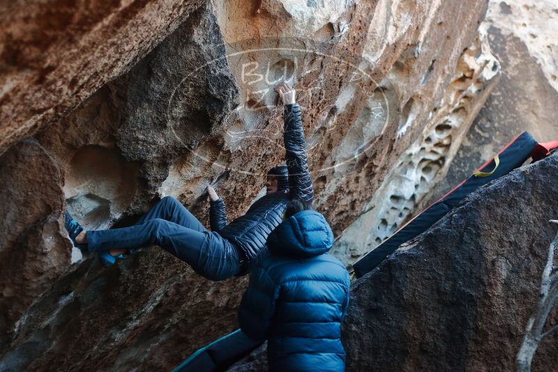 Bouldering in Hueco Tanks on 12/29/2019 with Blue Lizard Climbing and Yoga

Filename: SRM_20191229_1119410.jpg
Aperture: f/3.2
Shutter Speed: 1/250
Body: Canon EOS-1D Mark II
Lens: Canon EF 50mm f/1.8 II