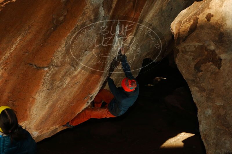Bouldering in Hueco Tanks on 12/29/2019 with Blue Lizard Climbing and Yoga
Filename: SRM_20191229_1149040.jpg
Aperture: f/8.0
Shutter Speed: 1/250
Body: Canon EOS-1D Mark II
Lens: Canon EF 50mm f/1.8 II