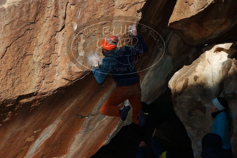 Bouldering in Hueco Tanks on 12/29/2019 with Blue Lizard Climbing and Yoga
Filename: SRM_20191229_1149430.jpg
Aperture: f/8.0
Shutter Speed: 1/250
Body: Canon EOS-1D Mark II
Lens: Canon EF 50mm f/1.8 II