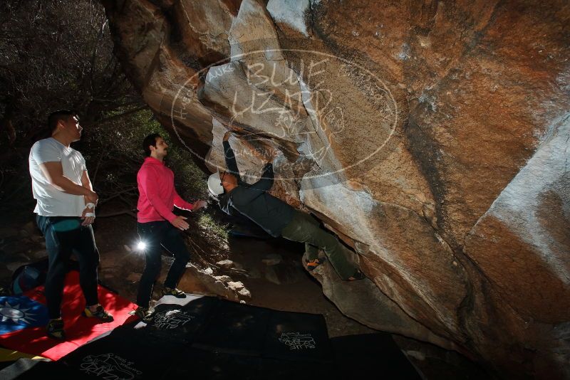 Bouldering in Hueco Tanks on 12/30/2019 with Blue Lizard Climbing and Yoga
Filename: SRM_20191230_1221160.jpg
Aperture: f/8.0
Shutter Speed: 1/250
Body: Canon EOS-1D Mark II
Lens: Canon EF 16-35mm f/2.8 L