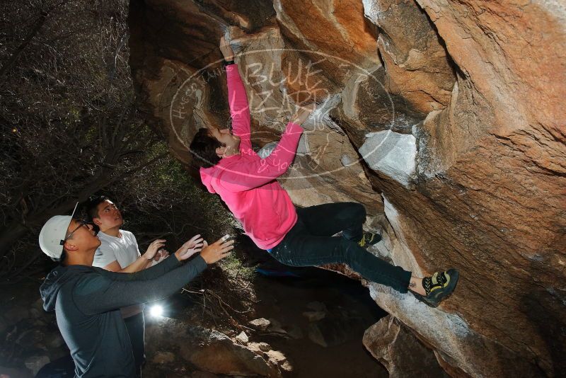 Bouldering in Hueco Tanks on 12/30/2019 with Blue Lizard Climbing and Yoga
Filename: SRM_20191230_1231110.jpg
Aperture: f/8.0
Shutter Speed: 1/250
Body: Canon EOS-1D Mark II
Lens: Canon EF 16-35mm f/2.8 L