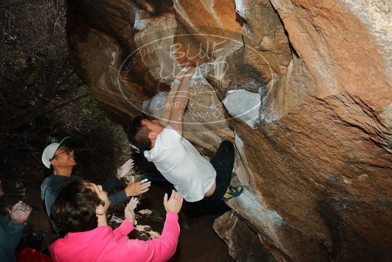 Bouldering in Hueco Tanks on 12/30/2019 with Blue Lizard Climbing and Yoga

Filename: SRM_20191230_1234510.jpg
Aperture: f/8.0
Shutter Speed: 1/250
Body: Canon EOS-1D Mark II
Lens: Canon EF 16-35mm f/2.8 L