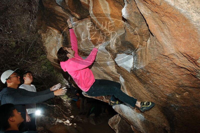 Bouldering in Hueco Tanks on 12/30/2019 with Blue Lizard Climbing and Yoga
Filename: SRM_20191230_1236380.jpg
Aperture: f/8.0
Shutter Speed: 1/250
Body: Canon EOS-1D Mark II
Lens: Canon EF 16-35mm f/2.8 L