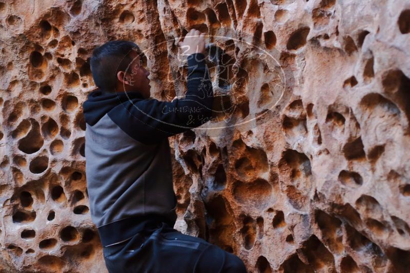 Bouldering in Hueco Tanks on 12/30/2019 with Blue Lizard Climbing and Yoga

Filename: SRM_20191230_1453380.jpg
Aperture: f/3.2
Shutter Speed: 1/125
Body: Canon EOS-1D Mark II
Lens: Canon EF 50mm f/1.8 II
