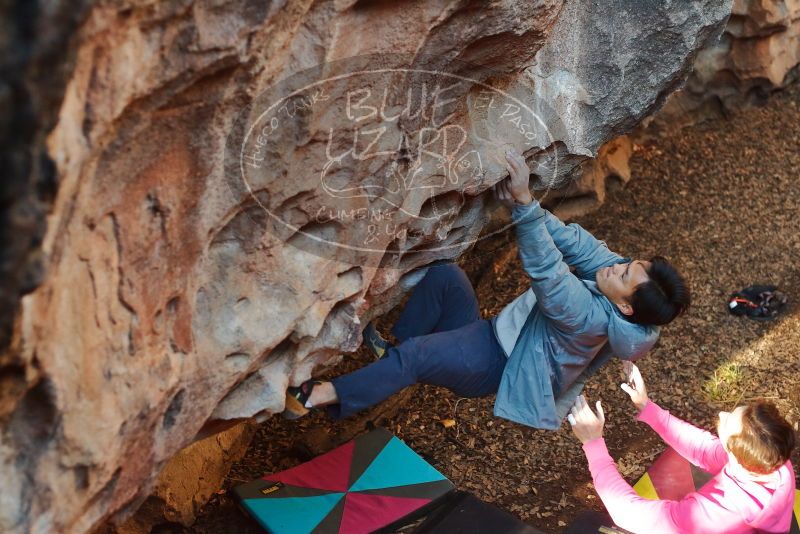 Bouldering in Hueco Tanks on 12/30/2019 with Blue Lizard Climbing and Yoga
Filename: SRM_20191230_1639240.jpg
Aperture: f/3.2
Shutter Speed: 1/250
Body: Canon EOS-1D Mark II
Lens: Canon EF 50mm f/1.8 II