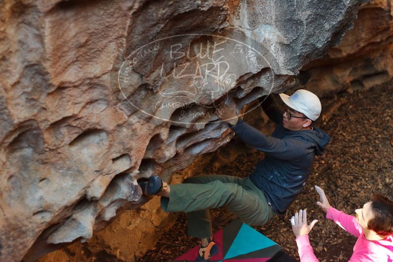 Bouldering in Hueco Tanks on 12/30/2019 with Blue Lizard Climbing and Yoga
Filename: SRM_20191230_1644500.jpg
Aperture: f/3.2
Shutter Speed: 1/200
Body: Canon EOS-1D Mark II
Lens: Canon EF 50mm f/1.8 II