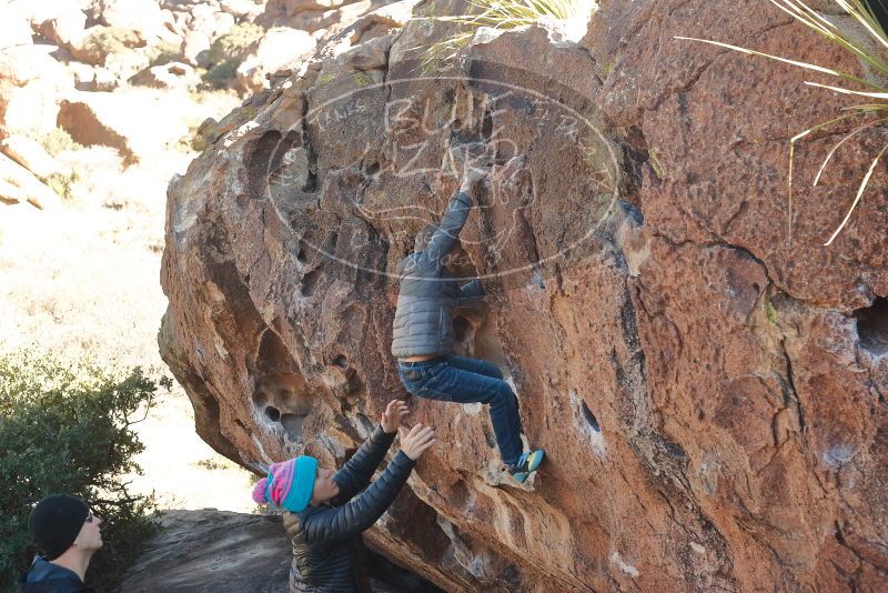 Bouldering in Hueco Tanks on 12/31/2019 with Blue Lizard Climbing and Yoga
Filename: SRM_20191231_1509350.jpg
Aperture: f/5.0
Shutter Speed: 1/250
Body: Canon EOS-1D Mark II
Lens: Canon EF 50mm f/1.8 II