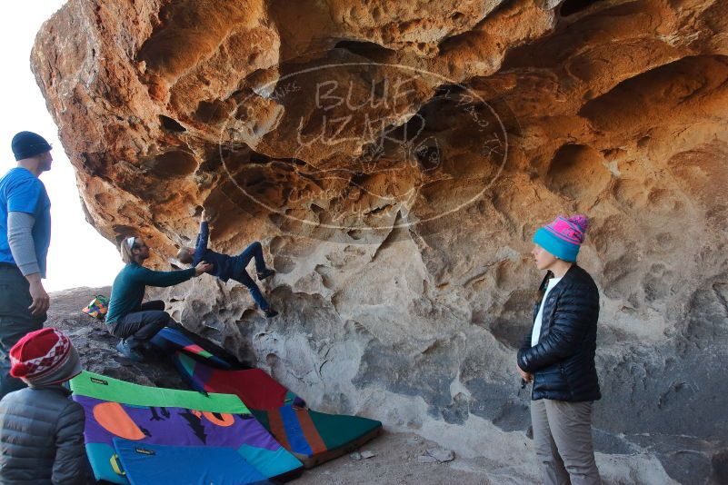 Bouldering in Hueco Tanks on 01/01/2020 with Blue Lizard Climbing and Yoga
Filename: SRM_20200101_1456030.jpg
Aperture: f/5.6
Shutter Speed: 1/250
Body: Canon EOS-1D Mark II
Lens: Canon EF 16-35mm f/2.8 L