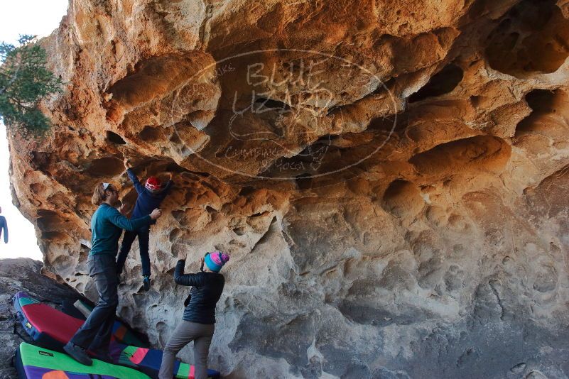 Bouldering in Hueco Tanks on 01/01/2020 with Blue Lizard Climbing and Yoga
Filename: SRM_20200101_1527360.jpg
Aperture: f/5.6
Shutter Speed: 1/250
Body: Canon EOS-1D Mark II
Lens: Canon EF 16-35mm f/2.8 L