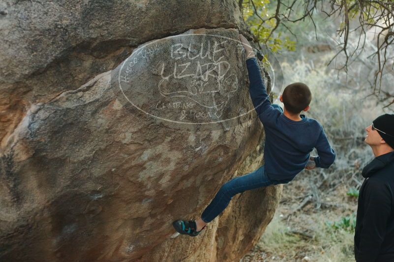 Bouldering in Hueco Tanks on 01/01/2020 with Blue Lizard Climbing and Yoga
Filename: SRM_20200101_1743180.jpg
Aperture: f/2.8
Shutter Speed: 1/250
Body: Canon EOS-1D Mark II
Lens: Canon EF 50mm f/1.8 II